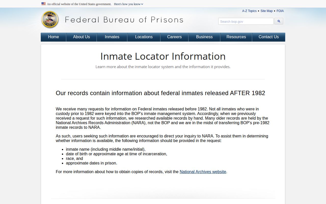 Federal BOP locator information for a Taylor County custody-stage comparison