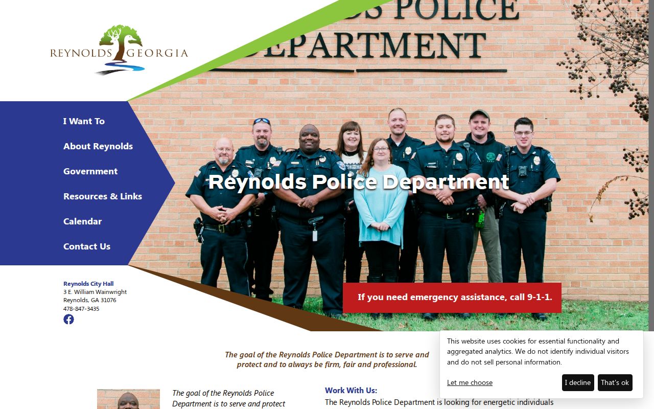 Taylor County Reynolds Police Department contact page for Reynolds arrest records